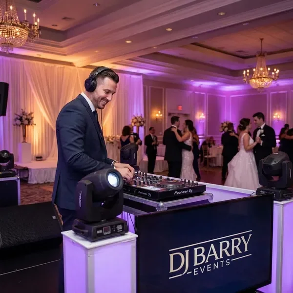 DJ Barry מנגן בחתונה עם תאורה רומנטית